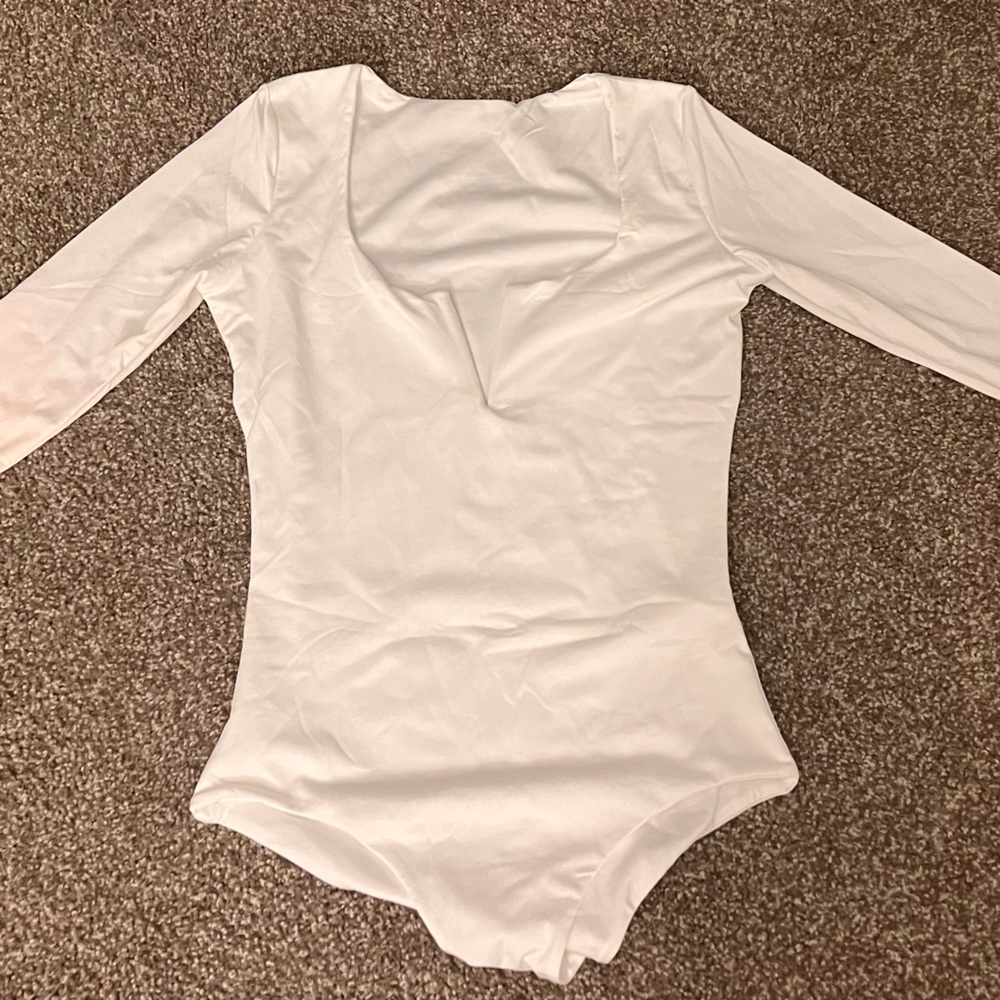 Womens Long Sleeve Bodycon Bodysuit Deep V-Neck Stretchy Leotard Top